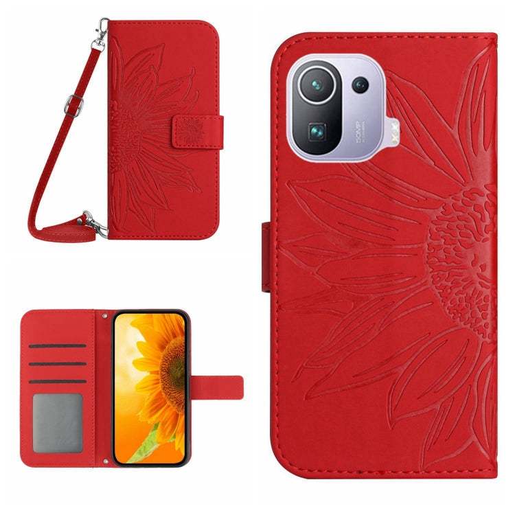 Skin Feel Sun Flower Pattern Flip Leather Phone Case with Lanyard, For Xiaomi Mi 10T / 10T Pro, For Xiaomi Mi 11, For Xiaomi Mi 11 Lite, For Xiaomi Mi 11 Pro