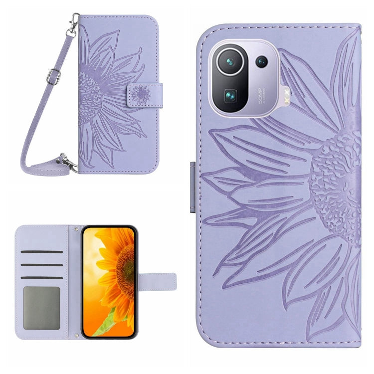Skin Feel Sun Flower Pattern Flip Leather Phone Case with Lanyard, For Xiaomi Mi 10T / 10T Pro, For Xiaomi Mi 11, For Xiaomi Mi 11 Lite, For Xiaomi Mi 11 Pro