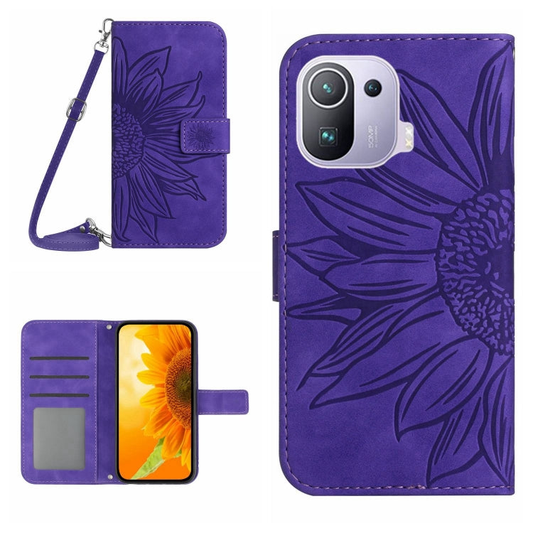 Skin Feel Sun Flower Pattern Flip Leather Phone Case with Lanyard, For Xiaomi Mi 10T / 10T Pro, For Xiaomi Mi 11, For Xiaomi Mi 11 Lite, For Xiaomi Mi 11 Pro