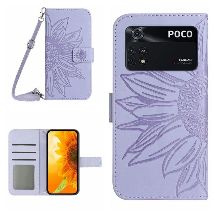 Skin Feel Sun Flower Pattern Flip Leather Phone Case with Lanyard, For Xiaomi Poco C40, For Xiaomi Poco F4 5G, For Xiaomi Poco F4 GT, For Xiaomi Poco M4 Pro 4G