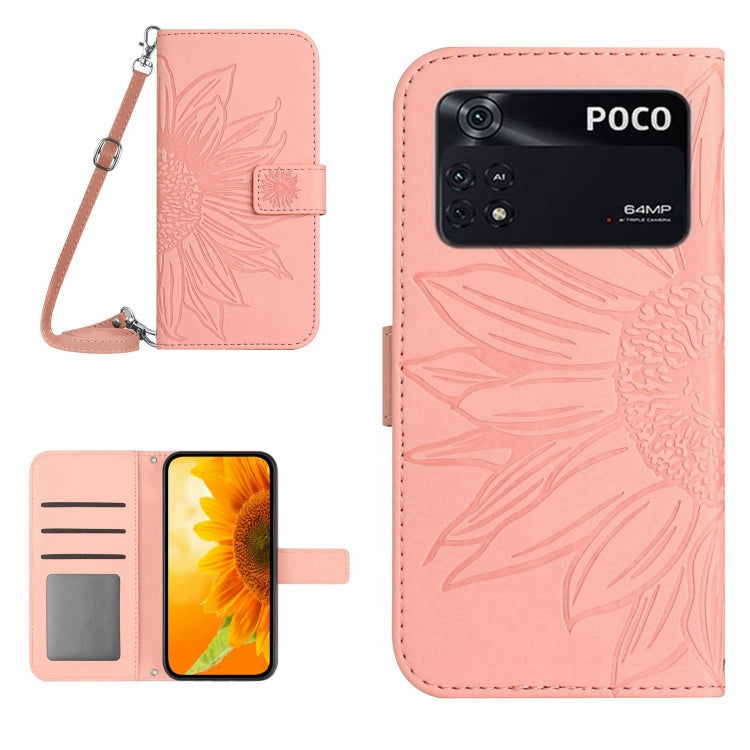 Skin Feel Sun Flower Pattern Flip Leather Phone Case with Lanyard, For Xiaomi Poco C40, For Xiaomi Poco F4 5G, For Xiaomi Poco F4 GT, For Xiaomi Poco M4 Pro 4G