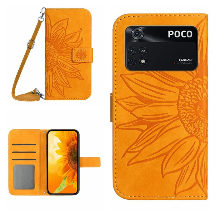 Skin Feel Sun Flower Pattern Flip Leather Phone Case with Lanyard, For Xiaomi Poco C40, For Xiaomi Poco F4 5G, For Xiaomi Poco F4 GT, For Xiaomi Poco M4 Pro 4G