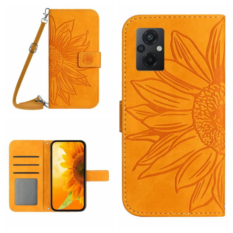 Skin Feel Sun Flower Pattern Flip Leather Phone Case with Lanyard, For Xiaomi Poco M5 / Poco M4 5G, For Xiaomi Poco M5S, For Xiaomi Poco X4 GT, For Xiaomi Poco X4 Pro 5G