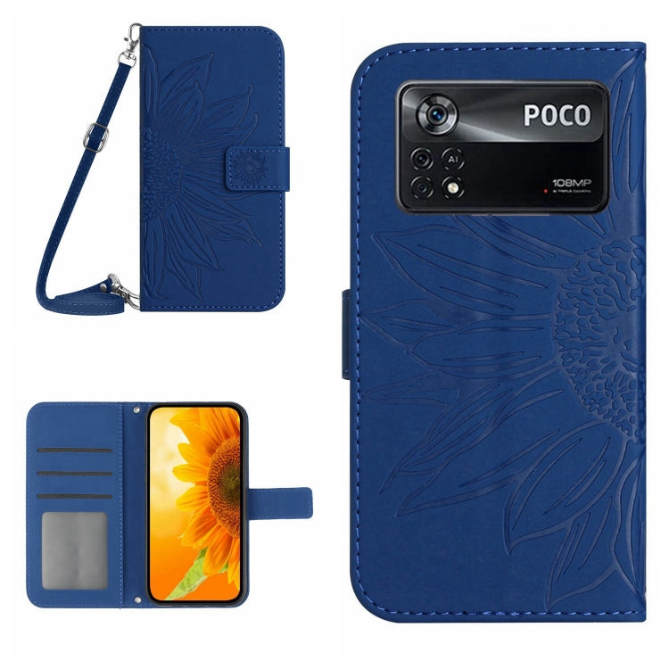 Skin Feel Sun Flower Pattern Flip Leather Phone Case with Lanyard, For Xiaomi Poco M5 / Poco M4 5G, For Xiaomi Poco M5S, For Xiaomi Poco X4 GT, For Xiaomi Poco X4 Pro 5G
