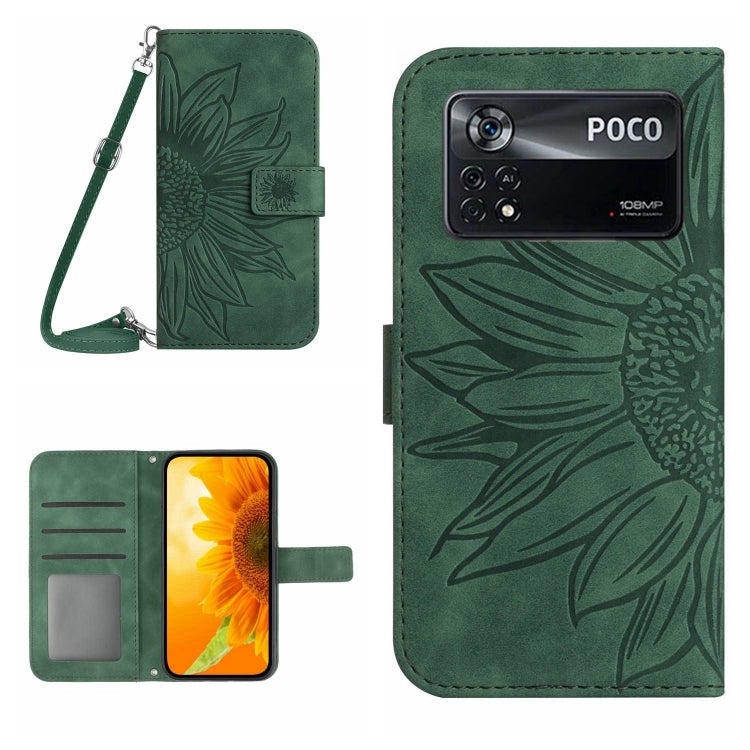 Skin Feel Sun Flower Pattern Flip Leather Phone Case with Lanyard, For Xiaomi Poco M5 / Poco M4 5G, For Xiaomi Poco M5S, For Xiaomi Poco X4 GT, For Xiaomi Poco X4 Pro 5G