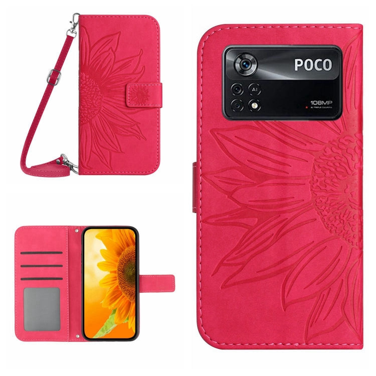 Skin Feel Sun Flower Pattern Flip Leather Phone Case with Lanyard, For Xiaomi Poco M5 / Poco M4 5G, For Xiaomi Poco M5S, For Xiaomi Poco X4 GT, For Xiaomi Poco X4 Pro 5G