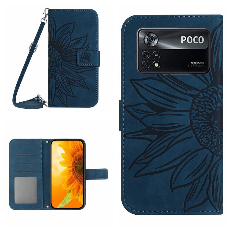 Skin Feel Sun Flower Pattern Flip Leather Phone Case with Lanyard, For Xiaomi Poco M5 / Poco M4 5G, For Xiaomi Poco M5S, For Xiaomi Poco X4 GT, For Xiaomi Poco X4 Pro 5G