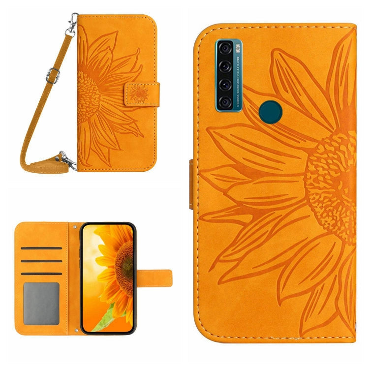 Skin Feel Sun Flower Pattern Flip Leather Phone Case with Lanyard, For TCL 10 SE, For TCL 20 Pro 5G, For TCL 20 R/20 AX 5G/Bremen 5G, For TCL 20 SE