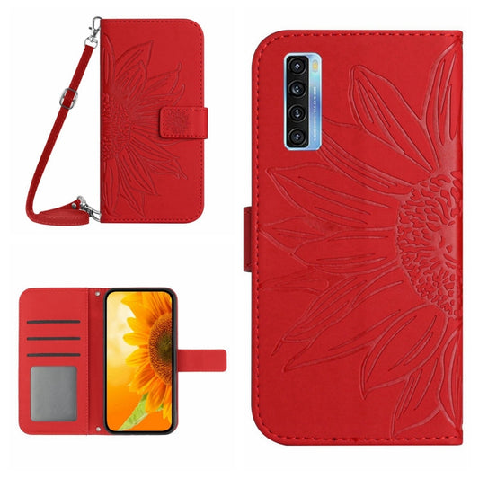 Skin Feel Sun Flower Pattern Flip Leather Phone Case with Lanyard, For TCL 20S / 20 5G / 20L / 20L+, For TCL 30 SE/30E/306/305, For T-Mobile Revvl 6 5G, For T-Mobile Revvl 6 Pro 5G