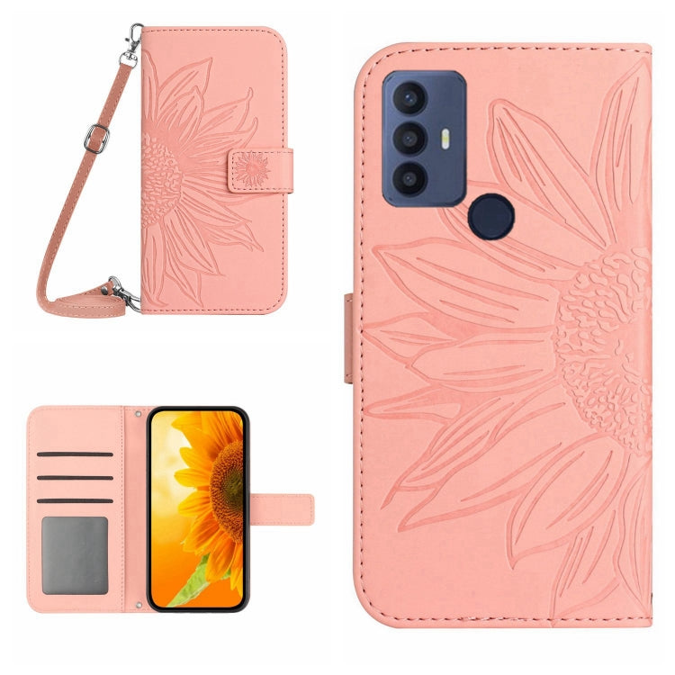 Skin Feel Sun Flower Pattern Flip Leather Phone Case with Lanyard, For TCL 20S / 20 5G / 20L / 20L+, For TCL 30 SE/30E/306/305, For T-Mobile Revvl 6 5G, For T-Mobile Revvl 6 Pro 5G
