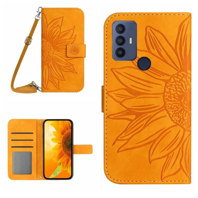 Skin Feel Sun Flower Pattern Flip Leather Phone Case with Lanyard, For TCL 20S / 20 5G / 20L / 20L+, For TCL 30 SE/30E/306/305, For T-Mobile Revvl 6 5G, For T-Mobile Revvl 6 Pro 5G