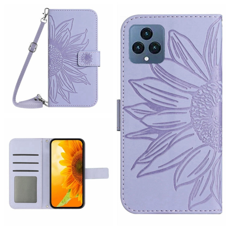 Skin Feel Sun Flower Pattern Flip Leather Phone Case with Lanyard, For TCL 20S / 20 5G / 20L / 20L+, For TCL 30 SE/30E/306/305, For T-Mobile Revvl 6 5G, For T-Mobile Revvl 6 Pro 5G