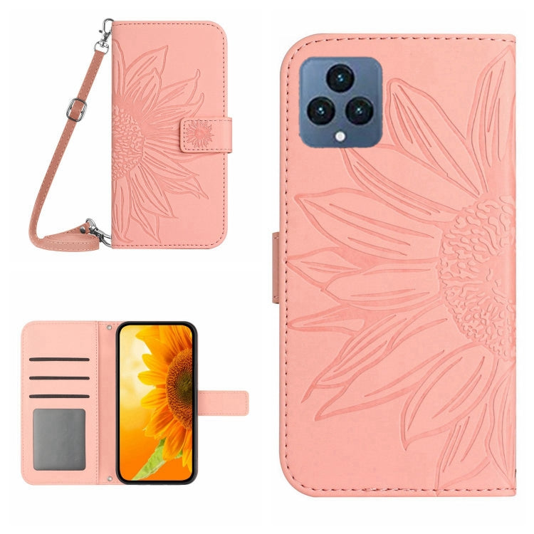 Skin Feel Sun Flower Pattern Flip Leather Phone Case with Lanyard, For TCL 20S / 20 5G / 20L / 20L+, For TCL 30 SE/30E/306/305, For T-Mobile Revvl 6 5G, For T-Mobile Revvl 6 Pro 5G