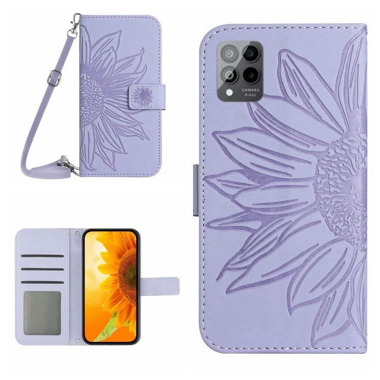 Skin Feel Sun Flower Pattern Flip Leather Phone Case with Lanyard, For TCL 20S / 20 5G / 20L / 20L+, For TCL 30 SE/30E/306/305, For T-Mobile Revvl 6 5G, For T-Mobile Revvl 6 Pro 5G