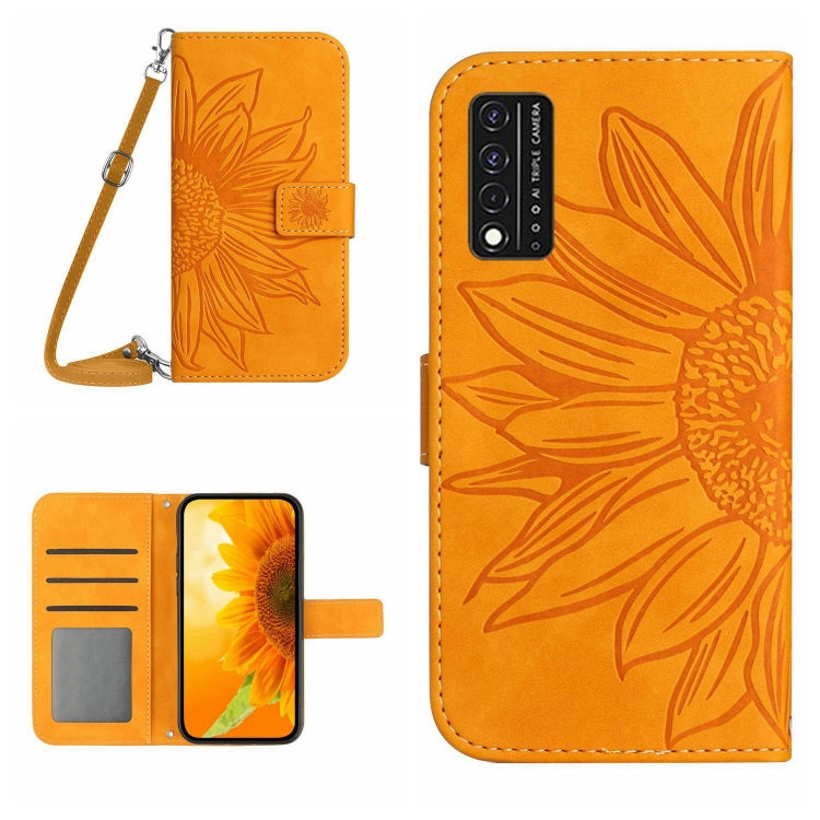 Skin Feel Sun Flower Pattern Flip Leather Phone Case with Lanyard, For T-Mobile Revvl V+ 5G