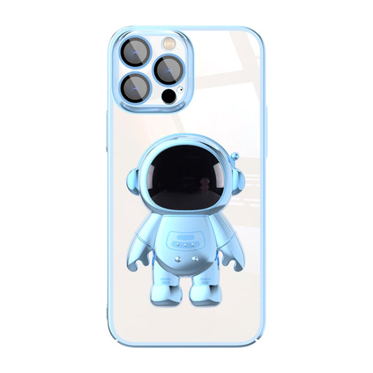 Electroplating PC Astronaut Holder Phone Case with Lens Film, For iPhone 14, For iPhone 14 Plus, For iPhone 14 Pro, For iPhone 14 Pro Max, For iPhone 13, For iPhone 13 Pro, For iPhone 13 Pro Max, For iPhone 12, For iPhone 12 Pro