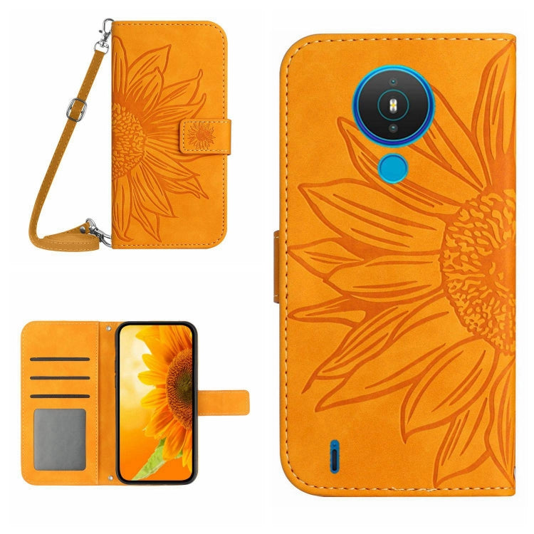 Skin Feel Sun Flower Pattern Flip Leather Phone Case with Lanyard, For Nokia 1.4, For Nokia 2.4, For Nokia 5.4, For Nokia C01 Plus