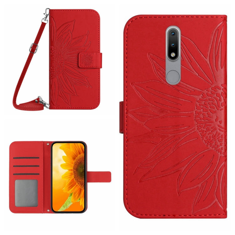 Skin Feel Sun Flower Pattern Flip Leather Phone Case with Lanyard, For Nokia 1.4, For Nokia 2.4, For Nokia 5.4, For Nokia C01 Plus
