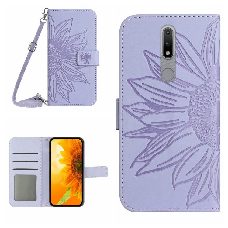 Skin Feel Sun Flower Pattern Flip Leather Phone Case with Lanyard, For Nokia 1.4, For Nokia 2.4, For Nokia 5.4, For Nokia C01 Plus