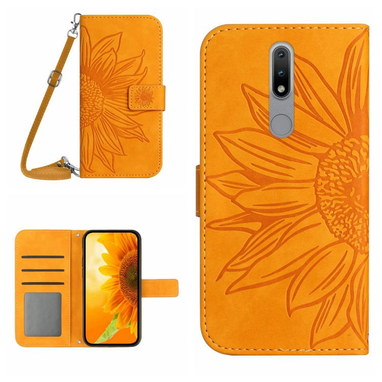 Skin Feel Sun Flower Pattern Flip Leather Phone Case with Lanyard, For Nokia 1.4, For Nokia 2.4, For Nokia 5.4, For Nokia C01 Plus