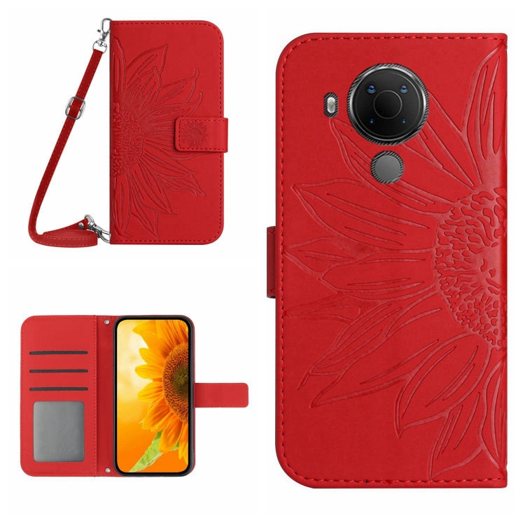 Skin Feel Sun Flower Pattern Flip Leather Phone Case with Lanyard, For Nokia 1.4, For Nokia 2.4, For Nokia 5.4, For Nokia C01 Plus