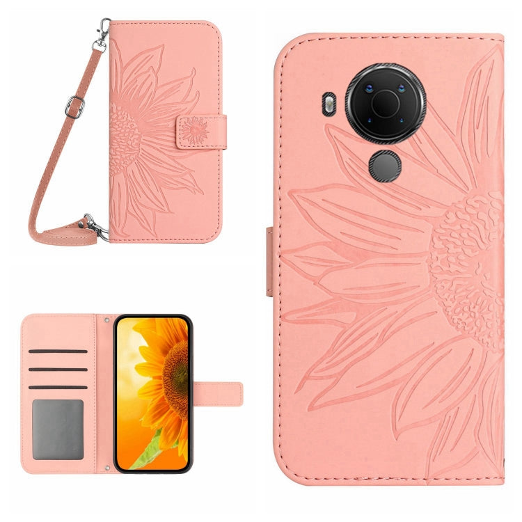Skin Feel Sun Flower Pattern Flip Leather Phone Case with Lanyard, For Nokia 1.4, For Nokia 2.4, For Nokia 5.4, For Nokia C01 Plus