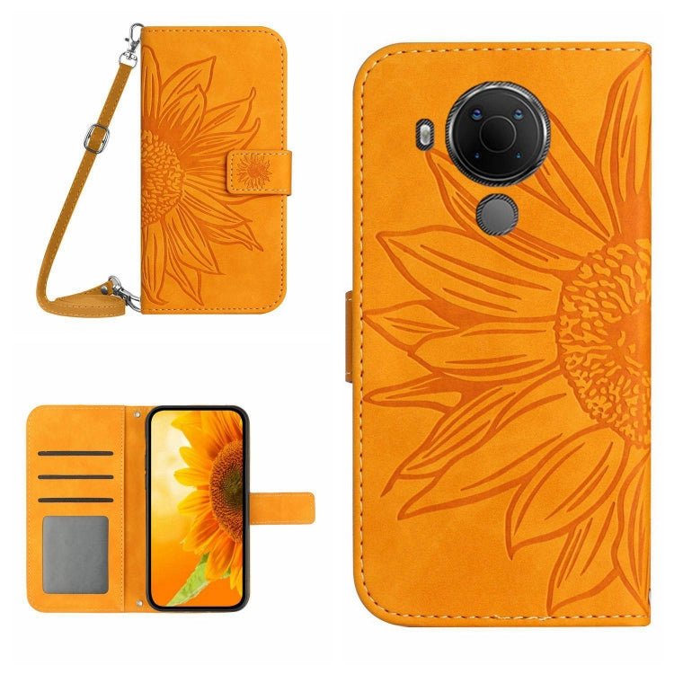 Skin Feel Sun Flower Pattern Flip Leather Phone Case with Lanyard, For Nokia 1.4, For Nokia 2.4, For Nokia 5.4, For Nokia C01 Plus