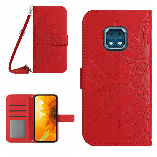 Skin Feel Sun Flower Pattern Flip Leather Phone Case with Lanyard, For Nokia XR20