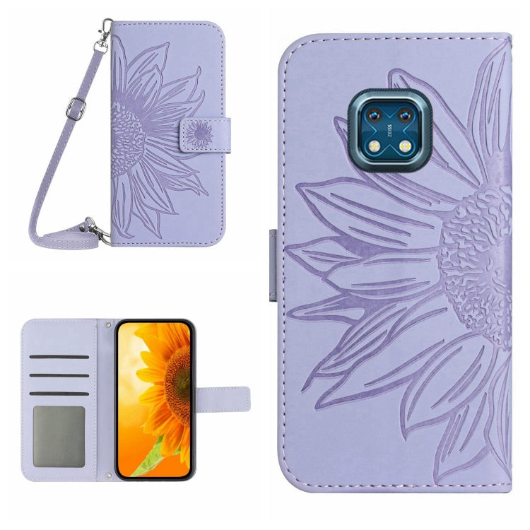 Skin Feel Sun Flower Pattern Flip Leather Phone Case with Lanyard, For Nokia XR20