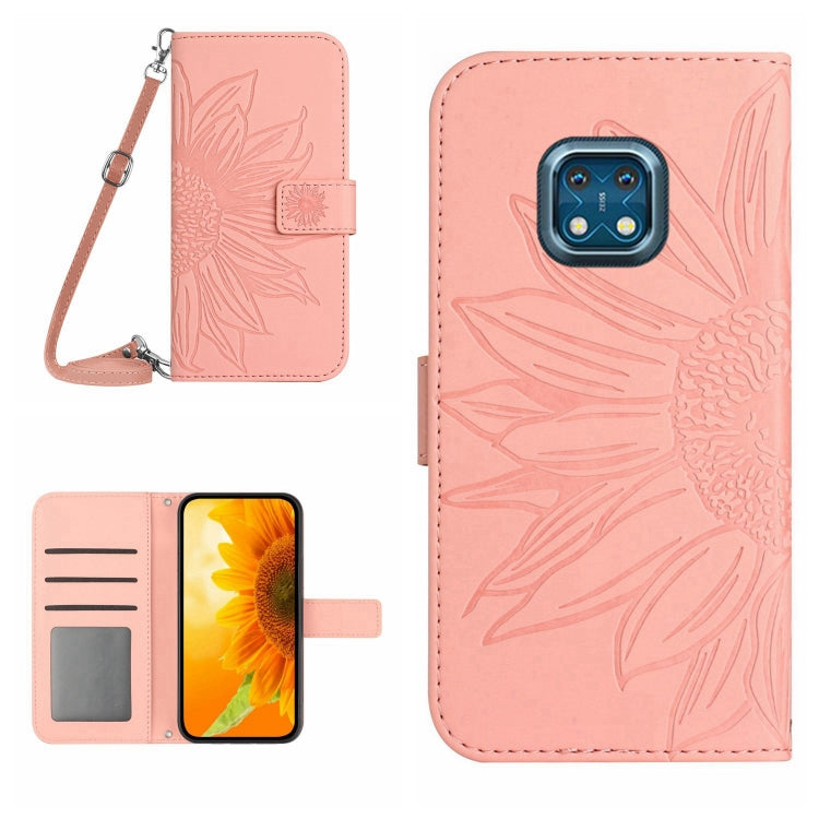 Skin Feel Sun Flower Pattern Flip Leather Phone Case with Lanyard, For Nokia XR20