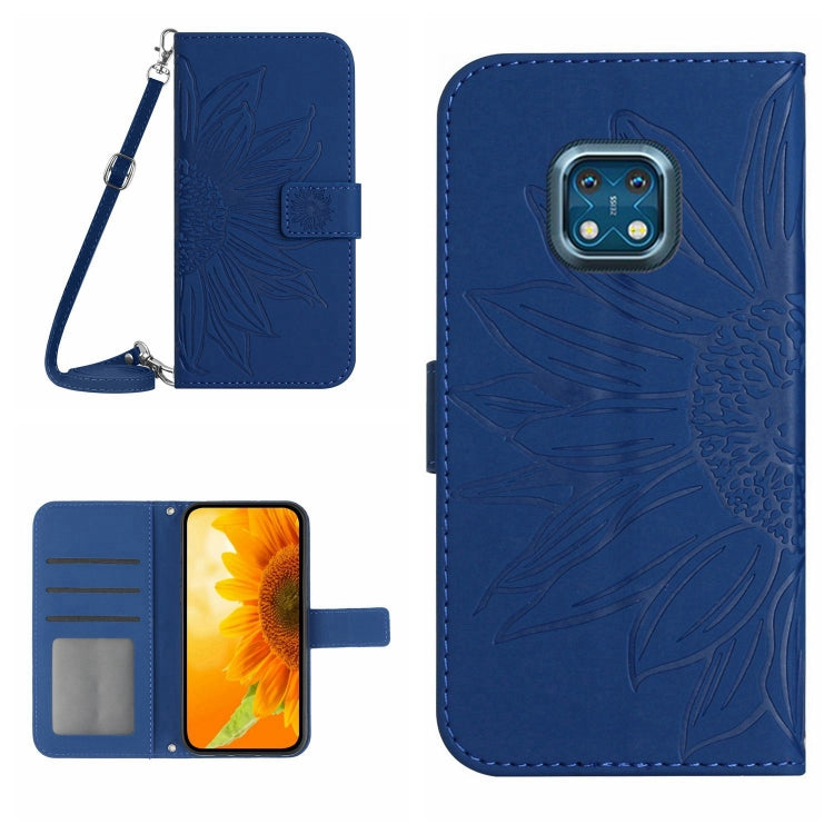 Skin Feel Sun Flower Pattern Flip Leather Phone Case with Lanyard, For Nokia XR20