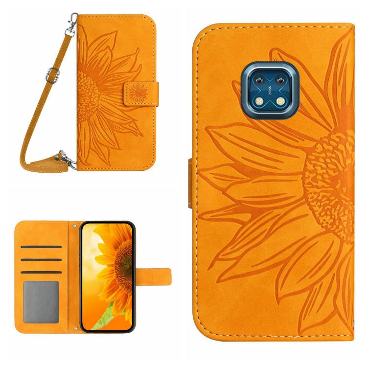Skin Feel Sun Flower Pattern Flip Leather Phone Case with Lanyard, For Nokia XR20