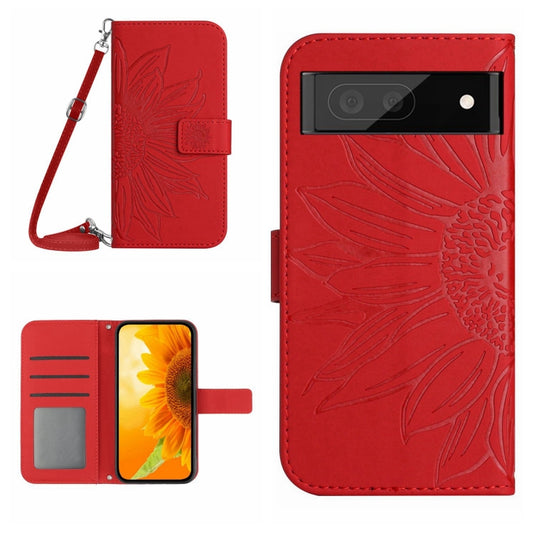 Skin Feel Sun Flower Pattern Flip Leather Phone Case with Lanyard, For Google Pixel 7, For Google Pixel 7 Pro