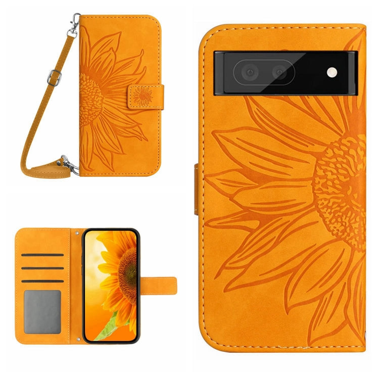 Skin Feel Sun Flower Pattern Flip Leather Phone Case with Lanyard, For Google Pixel 7, For Google Pixel 7 Pro