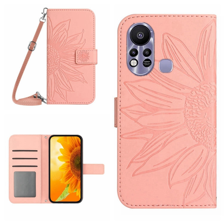 Skin Feel Sun Flower Pattern Flip Leather Phone Case with Lanyard, For Infinix Hot 11S, For Infinix Hot 11S NFC, For Infinix Hot 12, For Infinix Hot 12 Play