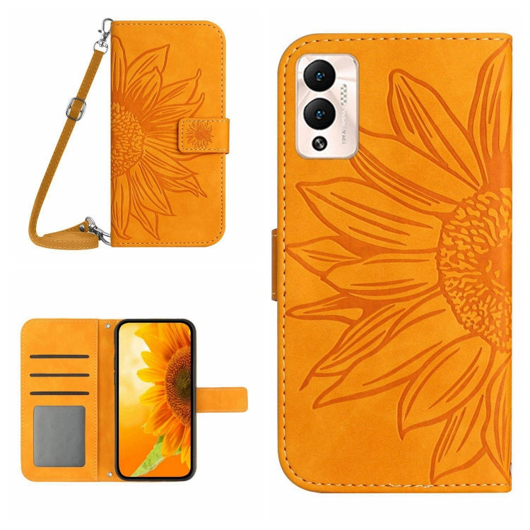 Skin Feel Sun Flower Pattern Flip Leather Phone Case with Lanyard, For Infinix Hot 11S, For Infinix Hot 11S NFC, For Infinix Hot 12, For Infinix Hot 12 Play