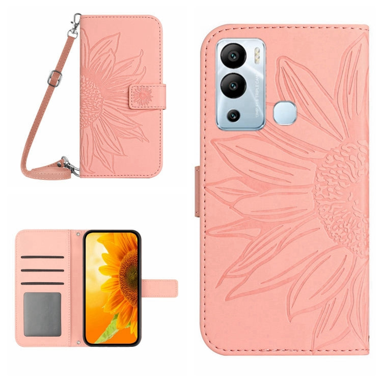 Skin Feel Sun Flower Pattern Flip Leather Phone Case with Lanyard, For Infinix Hot 12i, For Infinix Note 10, For Infinix Note 10 Pro, For Infinix Note 11