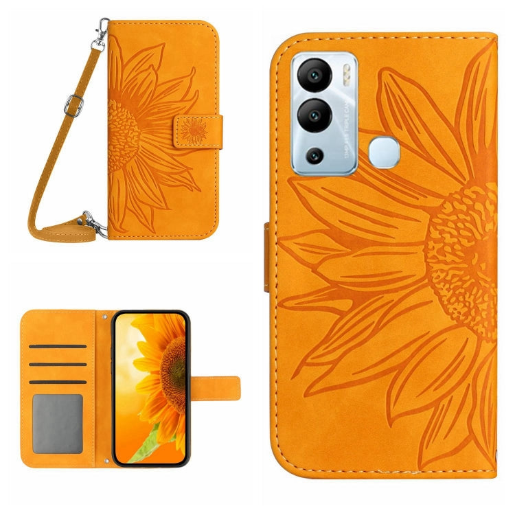 Skin Feel Sun Flower Pattern Flip Leather Phone Case with Lanyard, For Infinix Hot 12i, For Infinix Note 10, For Infinix Note 10 Pro, For Infinix Note 11