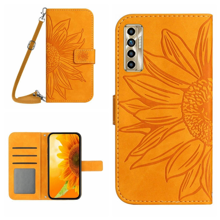 Skin Feel Sun Flower Pattern Flip Leather Phone Case with Lanyard, For Tecno Camon 17P, For Tecno Camon 18 / 18 P, For Tecno Camon 18i, For Tecno Camon 19 Pro