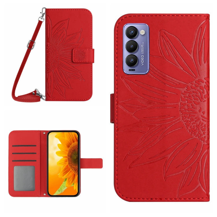 Skin Feel Sun Flower Pattern Flip Leather Phone Case with Lanyard, For Tecno Camon 17P, For Tecno Camon 18 / 18 P, For Tecno Camon 18i, For Tecno Camon 19 Pro