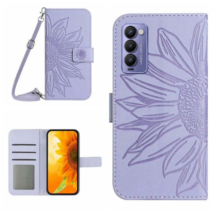Skin Feel Sun Flower Pattern Flip Leather Phone Case with Lanyard, For Tecno Camon 17P, For Tecno Camon 18 / 18 P, For Tecno Camon 18i, For Tecno Camon 19 Pro