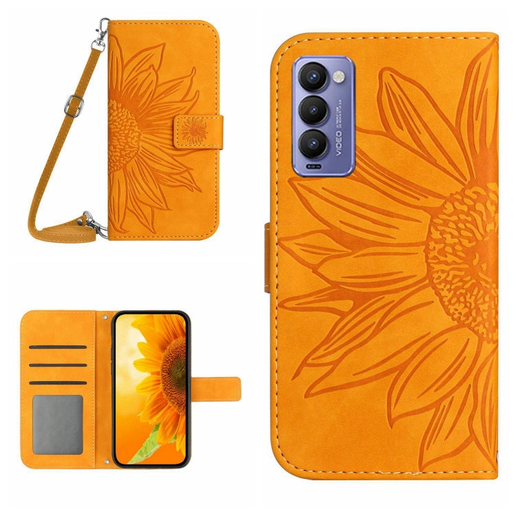 Skin Feel Sun Flower Pattern Flip Leather Phone Case with Lanyard, For Tecno Camon 17P, For Tecno Camon 18 / 18 P, For Tecno Camon 18i, For Tecno Camon 19 Pro