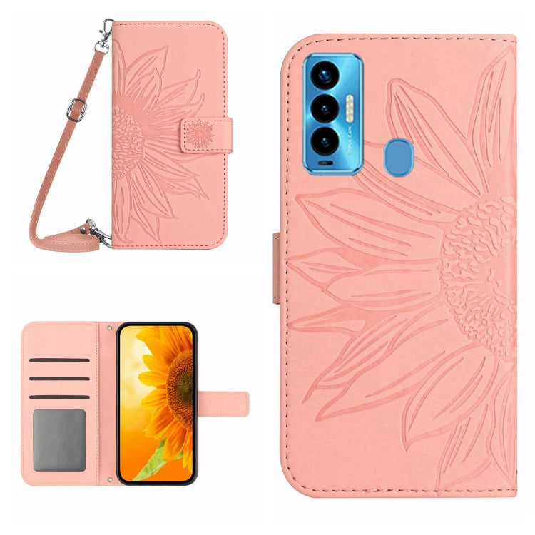 Skin Feel Sun Flower Pattern Flip Leather Phone Case with Lanyard, For Tecno Camon 17P, For Tecno Camon 18 / 18 P, For Tecno Camon 18i, For Tecno Camon 19 Pro