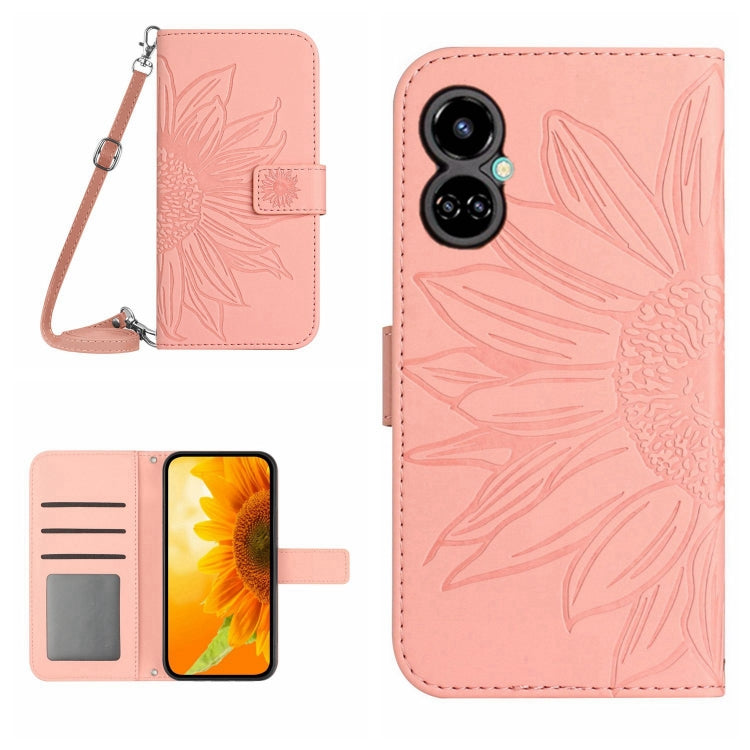 Skin Feel Sun Flower Pattern Flip Leather Phone Case with Lanyard, For Tecno Camon 17P, For Tecno Camon 18 / 18 P, For Tecno Camon 18i, For Tecno Camon 19 Pro