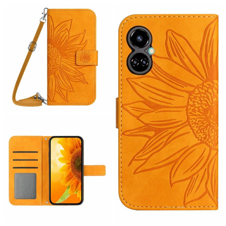 Skin Feel Sun Flower Pattern Flip Leather Phone Case with Lanyard, For Tecno Camon 17P, For Tecno Camon 18 / 18 P, For Tecno Camon 18i, For Tecno Camon 19 Pro