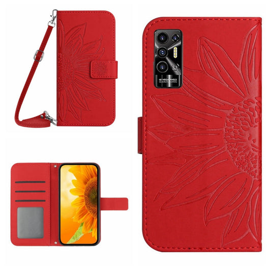 Skin Feel Sun Flower Pattern Flip Leather Phone Case with Lanyard, For Tecno Pova 2, For Tecno Spark 8, For Tecno Spark Go 2022 / Spark 8C