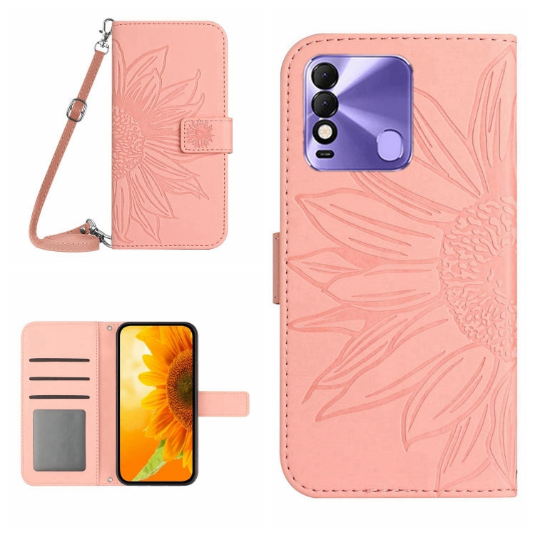 Skin Feel Sun Flower Pattern Flip Leather Phone Case with Lanyard, For Tecno Pova 2, For Tecno Spark 8, For Tecno Spark Go 2022 / Spark 8C