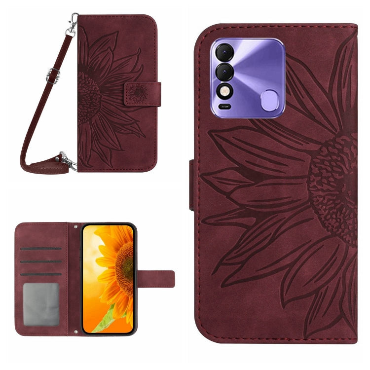 Skin Feel Sun Flower Pattern Flip Leather Phone Case with Lanyard, For Tecno Pova 2, For Tecno Spark 8, For Tecno Spark Go 2022 / Spark 8C
