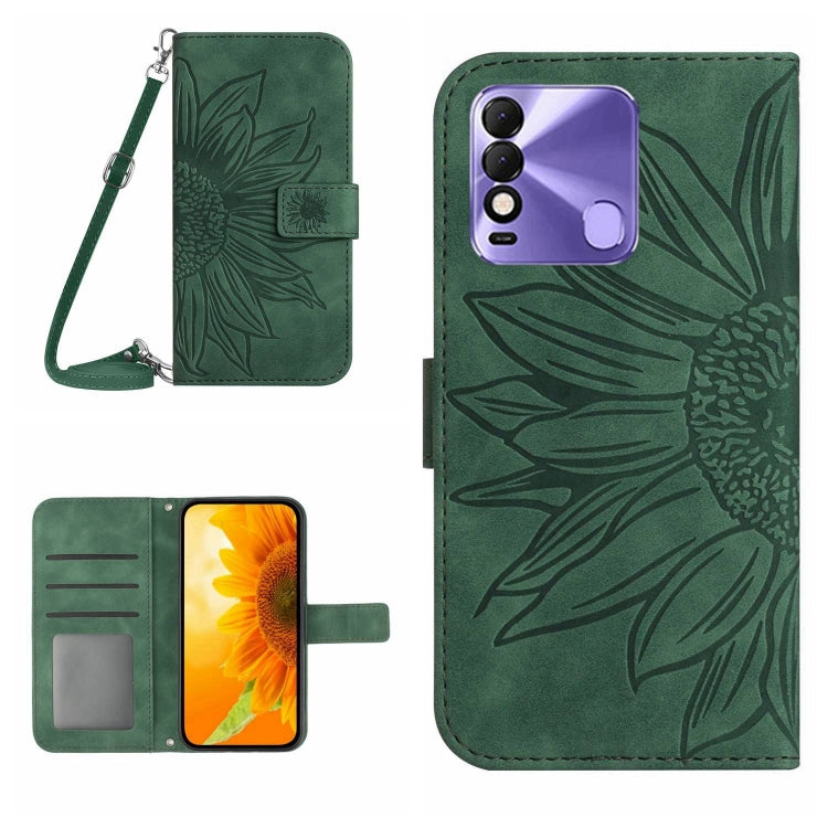 Skin Feel Sun Flower Pattern Flip Leather Phone Case with Lanyard, For Tecno Pova 2, For Tecno Spark 8, For Tecno Spark Go 2022 / Spark 8C