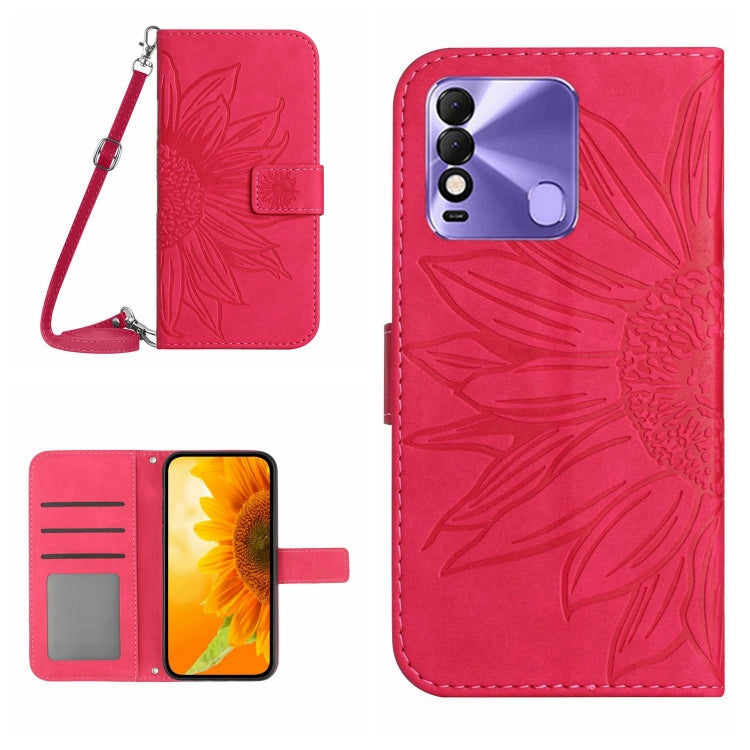 Skin Feel Sun Flower Pattern Flip Leather Phone Case with Lanyard, For Tecno Pova 2, For Tecno Spark 8, For Tecno Spark Go 2022 / Spark 8C
